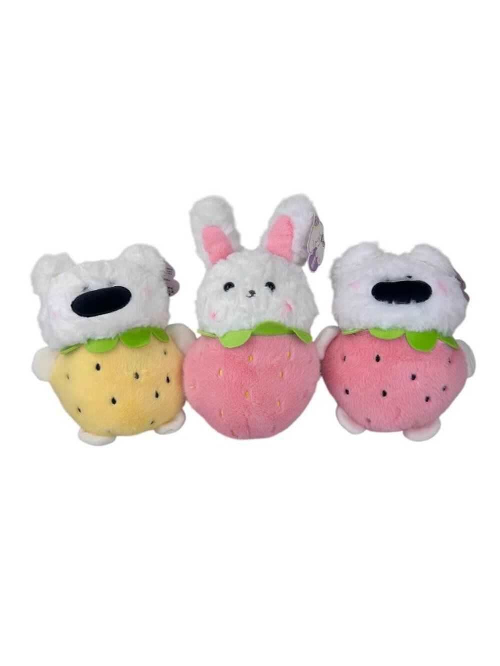 Bunny Bear Strawberry Stuffed Animal Plush Lot of 3 Xinairong Soft Gift NWT